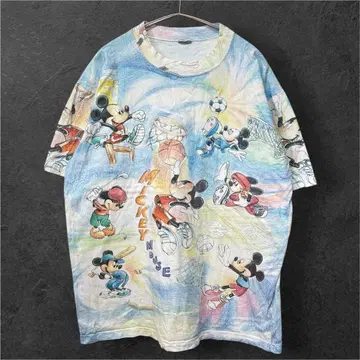 빈티지 미키마우스 올 패턴 Disney 티셔츠 올드 미키