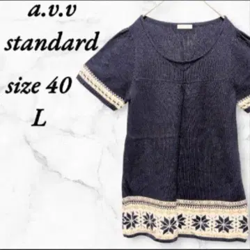 아베베 스탠다드 반팔 니트 노르딕 무늬 L 네이비 착용감 범용