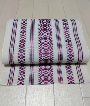 나고야 오비 하카타 오리 사켄조 화이트 베이스에 보라색