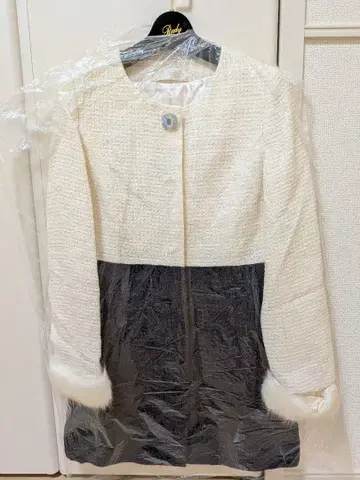 미셸 마카롱 트위드 바이컬러 코트