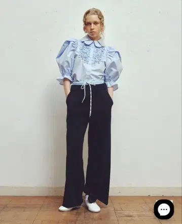 정품 Bibiy 네이비 JULIET DOUBLE WAIST PANTS