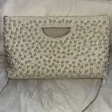 [ 새상품 ] 펄 비즈 화이트 파티 백 체인 포함 NOCTILUCA