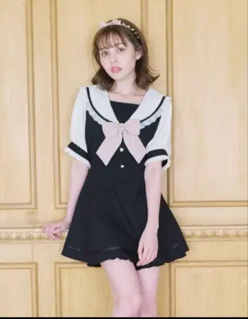 LIZLISA 반팔 세일러 카라 셋업 블랙