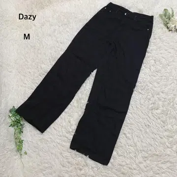 데이지 쉬인 와이드 팬츠 스트레이트 캐주얼 면 100% M 블랙