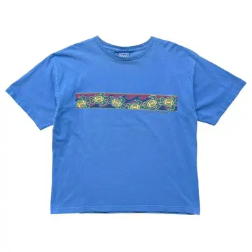 USA 구제 의류 Pooh 푸우 디즈니 거북이 T셔츠 프린트 블루