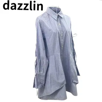 dazzlin 셔츠 원피스 스트라이프 A라인 스타일업 부츠
