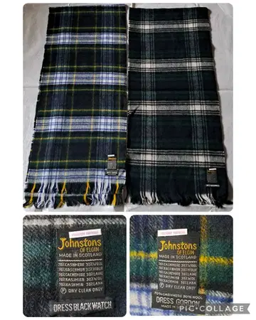 [해외 구매 미사용 2장!] JOHNSTONS 체크 스톨 머플러 캐시미어