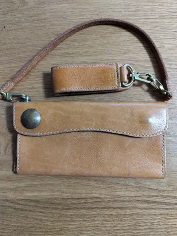 고베 가죽 장지갑 베이지 10cm x 20cm