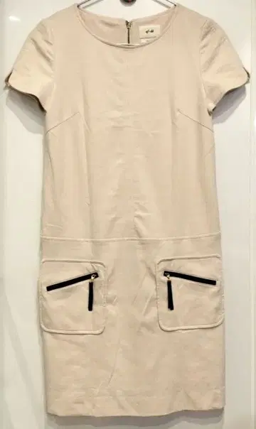 에프데 원피스 7호 베이지 반팔 무릎 기장 깔끔한