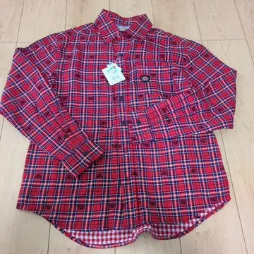 미키하우스 빨간색 체크 긴팔 셔츠 M 사이즈