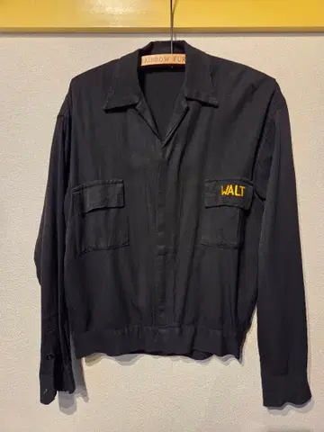 40s 블랙 레이온 개버딘 수베니어 스카 셔츠