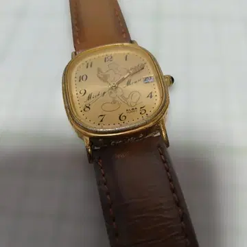 미키마우스 아날로그 손목시계 골드&골드 배터리 없음