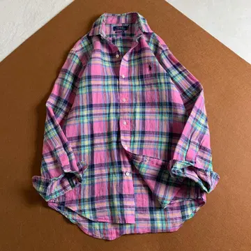 현행 새상품급 폴로 랄프로렌 린넨 포니 자수 마드라스 체크 빅