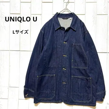 UNIQLO U 유니클로 다크 네이비 코튼 린넨 데님 커버올 L