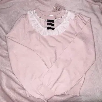 evelyn 쉬폰 프릴 니트 핑크 미사용 새상품