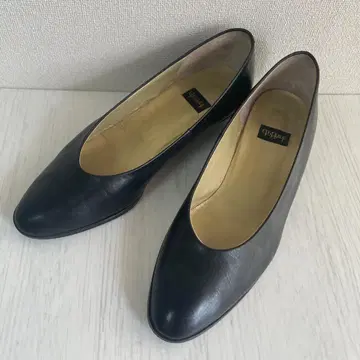 히미코 블랙 가죽 포멀 세레모니 펌프스 24cm