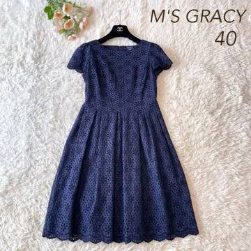 새상품급 M'S GRACY 2020년 컷워크 원피스 네이비 40