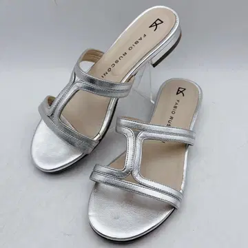 파비오 루스코니 플랫 샌들 실버 36 램 가죽