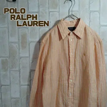 폴로 랄프로렌 셔츠 긴팔 린넨 오렌지 스트라이프 현행