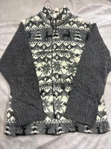 G4000 눈꽃 패턴 사슴 패턴 플리스 자켓 M