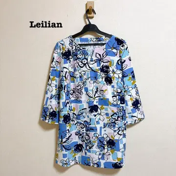 새상품급 Leilian 플라워 프린트 튜닉 풀오버 올 패턴