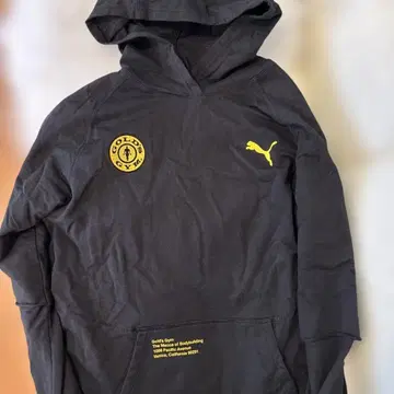 Puma 콜라보 GOLD'S GYM 후드 부착 후드티 블랙