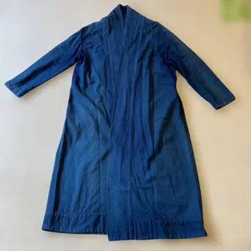 히가시노 카나코 코튼 코트 네이비 나염