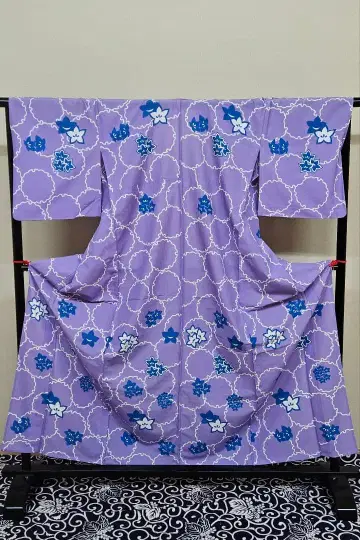 코몬 단품 보라색 파랑 퍼플 계열 눈꽃 문양 도라지 문양