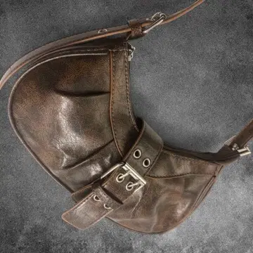 Y2K archive leather baguette bag buckle