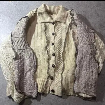 빈티지 vintage 아란 니트 재구축 가디건 리메이크 구제 의류