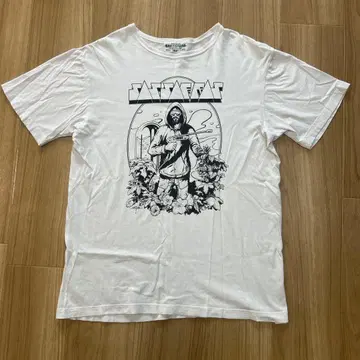 SASSAFRAS 프론트 프린트 T셔츠 화이트