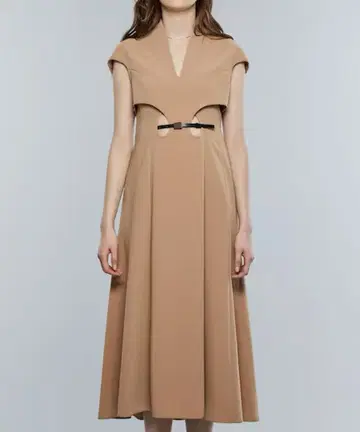 마메 쿠로구치 플레어 홀드 드레스 위드 레더 벨트 원피스