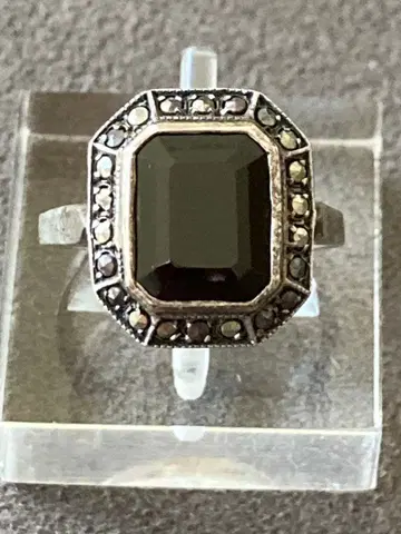 영국제 실버 925, 오닉스, 마카사이트 빈티지 반지