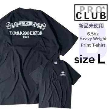 [프로 클럽] 미사용 새상품 헤비 웨이트 프린트B T셔츠 블랙 L사이즈