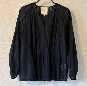 Sybilla 시스루 블라우스 블랙 칠부 소매