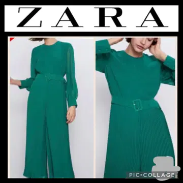 ZARA 플리츠 절개 올인원 그린
