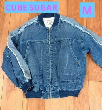 M 사이즈 큐브 슈가 리메이크풍 데님 집업 블루종