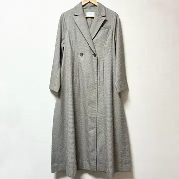 새상품급 ETRE TOKYO 체크 무늬 롱 코트 베이지 벨트 포함 일본제