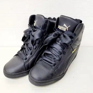 PUMA 푸마 블랙 하이컷 스니커즈 인힐 24cm