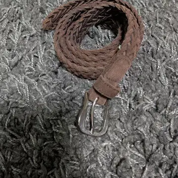 브라운 스웨이드 얇은 웨빙 벨트