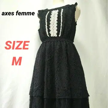 axes femme 원피스 슬리브리스 케미컬 레이스 티어드 블랙