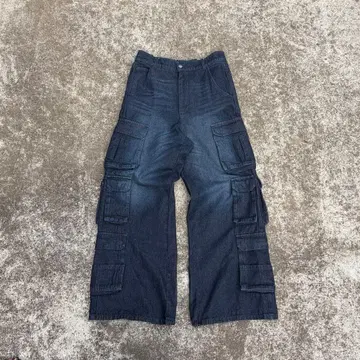 CLEL 3d 메니 포켓 데님 카고 팬츠 y2k 헤이세이 오빠계