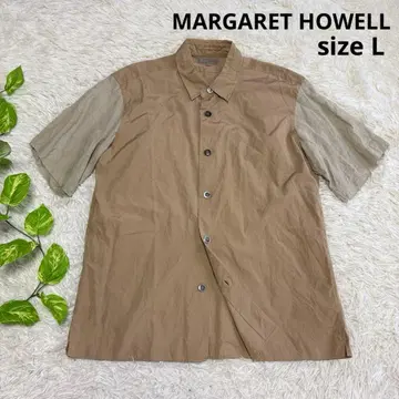 [ 마가렛호웰 ] 새상품급 반팔 셔츠 베이지 린넨 L 사이즈 남성용