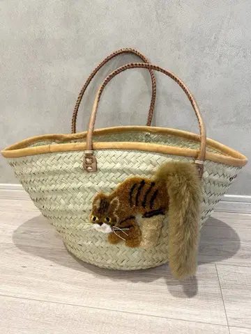 CAT IN DA HOUSE! 고양이 자수 카고백 대용량 브라운 태비