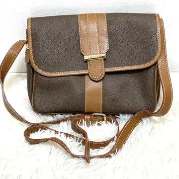 란셀 숄더백 골드 금장 장식 PVC 사선 브라운