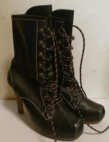 비비안 웨스트우드 가죽 신발 레이스업 부츠 블랙 레어