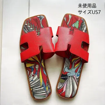 쉬인 샌들 미사용품 사이즈 US7 레드 [미사용 보관품]