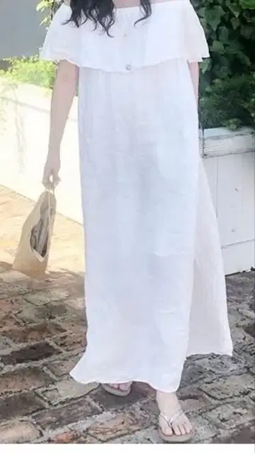 새상품 wako's room 화이트 린넨 원피스