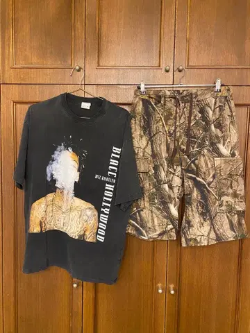빈티지 가공 T셔츠 리얼 트리 하프 팬츠 랩 T 세트 판매