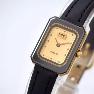 488 가동 RADO 시계 다이아스타 여성용 스퀘어 골드